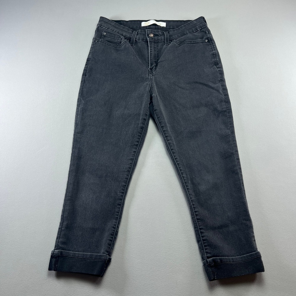 Signature By Levi Strauss & Co. Gold Capri Jeans Womens 8/29 Black Denim Cuffed